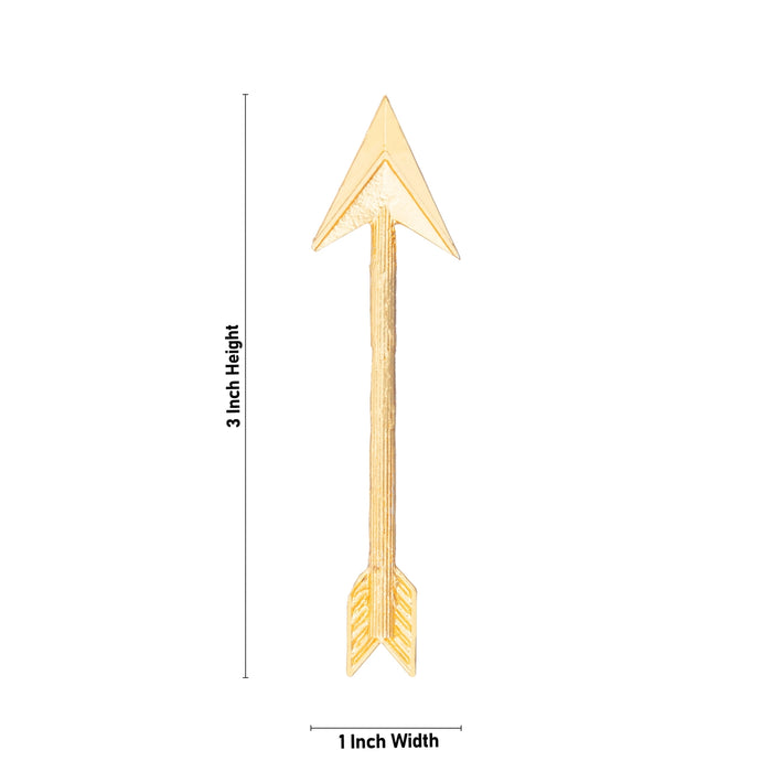 Arrow - 3 x 1 Inches | Gold Polish Astra/ Swamy Alangaram/ Gold Polish Weapon for Deity