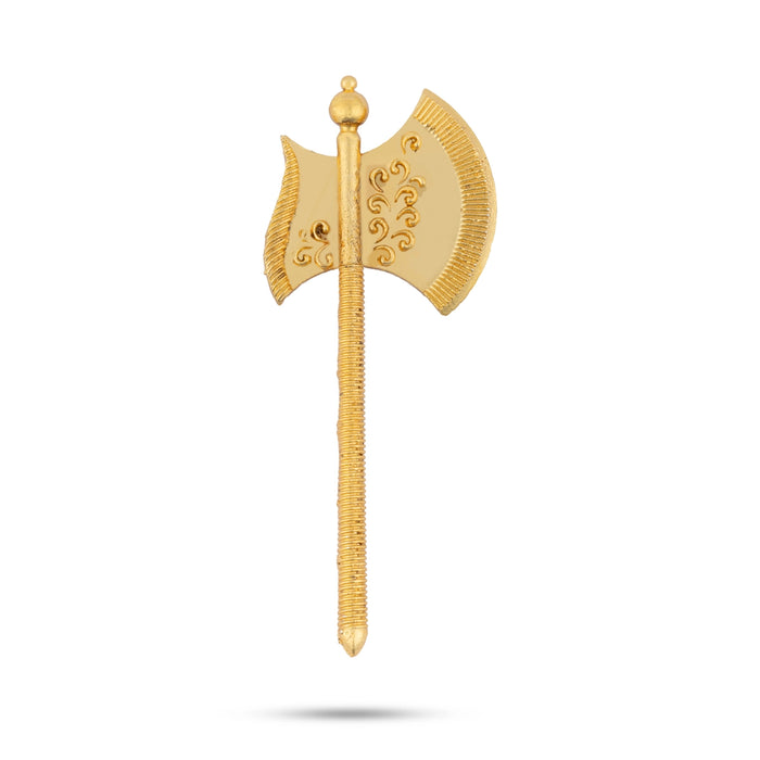 Axe - 3.5 x 1.25 Inches | Swamy Alangaram/ Gold Polish Astra/ Gold Polish Axe for Deity