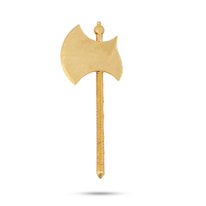 Axe - 3.5 x 1.25 Inches | Swamy Alangaram/ Gold Polish Astra/ Gold Polish Axe for Deity