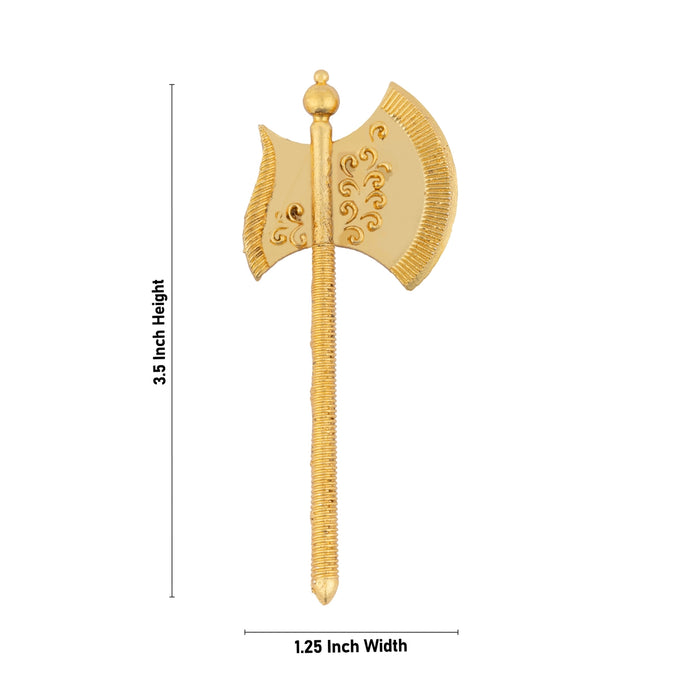 Axe - 3.5 x 1.25 Inches | Swamy Alangaram/ Gold Polish Astra/ Gold Polish Axe for Deity