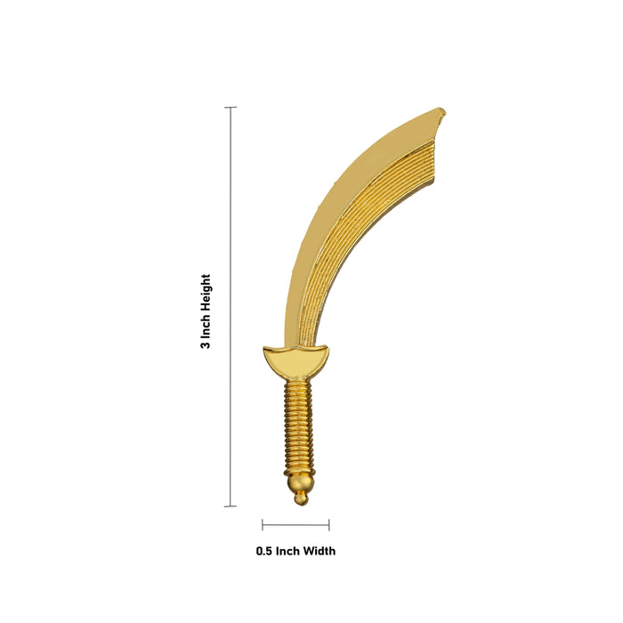 Gold Polish Weapon - 3 x 0.5 Inches | Astras/ Swamy Alangaram/ Sword for Deity Decor - Deity Accessories
