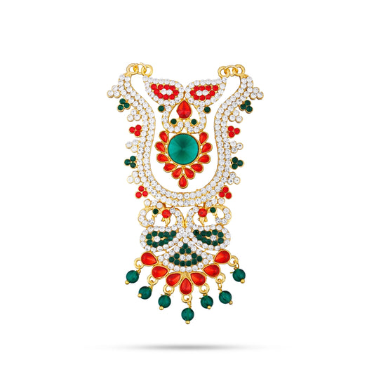 Stone Necklace - 4.5 Inches | Multicolour Stone Jewellery/ Two Line Stone Haram for Deity - Neck & Body Accessories