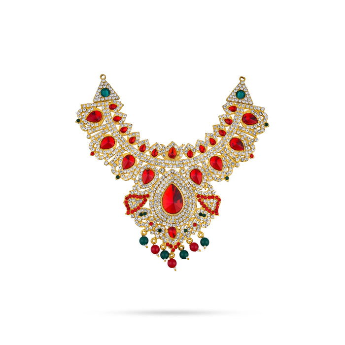 Stone Haram Stone Necklace Pair - 16 x 10 Inches | Multicolour Stone Jewellery/ Artificial Jewelry for Deity - Neck & Body Accessories