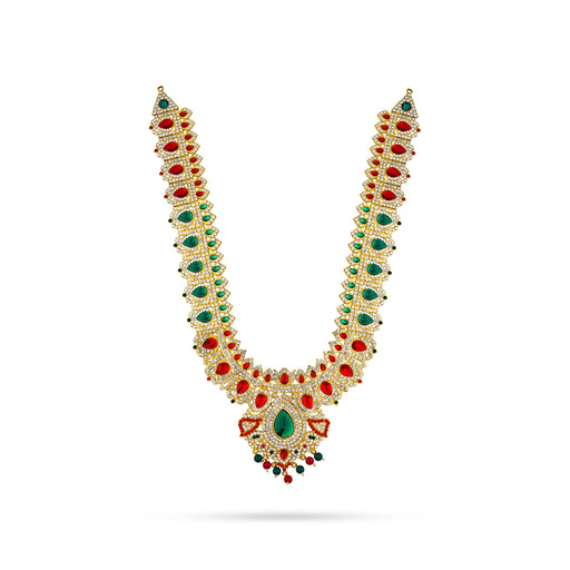 Stone Haram Stone Necklace Pair - 16 x 10 Inches | Multicolour Stone Jewellery/ Artificial Jewelry for Deity - Neck & Body Accessories