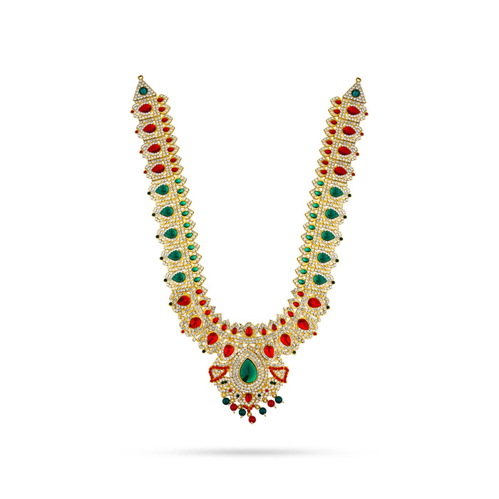 Stone Haram Stone Necklace Pair - 16 x 10 Inches | Multicolour Stone Jewellery/ Artificial Jewelry for Deity - Neck & Body Accessories