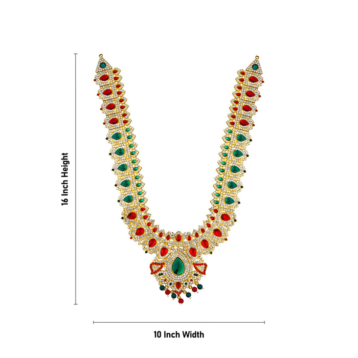 Stone Haram Stone Necklace Pair - 16 x 10 Inches | Multicolour Stone Jewellery/ Artificial Jewelry for Deity - Neck & Body Accessories