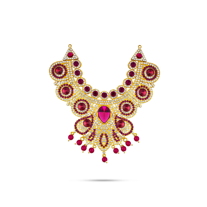 Stone Haram Stone Necklace Pair - 16 x 10 Inches | 2 Pcs/ Stone Jewellery/ Artificial Jewelry for Deity - Neck & Body Accessories