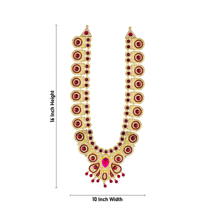 Stone Haram Stone Necklace Pair - 16 x 10 Inches | 2 Pcs/ Stone Jewellery/ Artificial Jewelry for Deity - Neck & Body Accessories