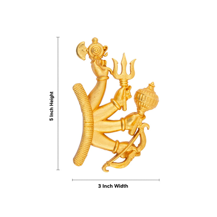 Hand With Weapon - 5 x 3 Inches | Gold Polish Astras for Deity - Deity Accessories