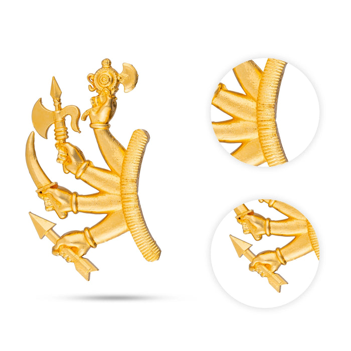Hand With Weapon - 4 x 2.25 Inches | Gold Polish Astras for Deity - Deity Accessories