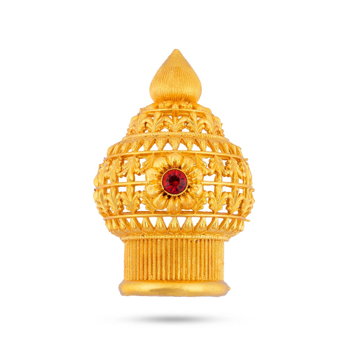 Half Crown – 3 x 1.75 Inches | Single Stone Mukut/ Gold Polish Jewellery/ Kiritam for Deity - Head & Face Accessories