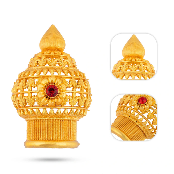 Half Crown – 3 x 1.75 Inches | Single Stone Mukut/ Gold Polish Jewellery/ Kiritam for Deity - Head & Face Accessories