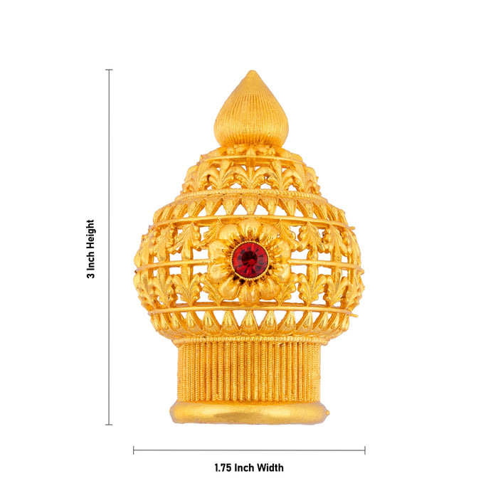 Half Crown – 3 x 1.75 Inches | Single Stone Mukut/ Gold Polish Jewellery/ Kiritam for Deity - Head & Face Accessories