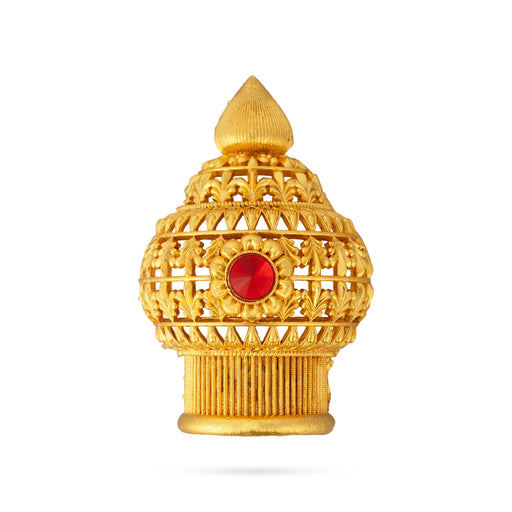 Half Vairamudi Crown - 3.25 x 2 Inches | Gold Polish & Single Stone Kireedam/ Kiridam/ Mukut for Deity - Head & Face Accessories