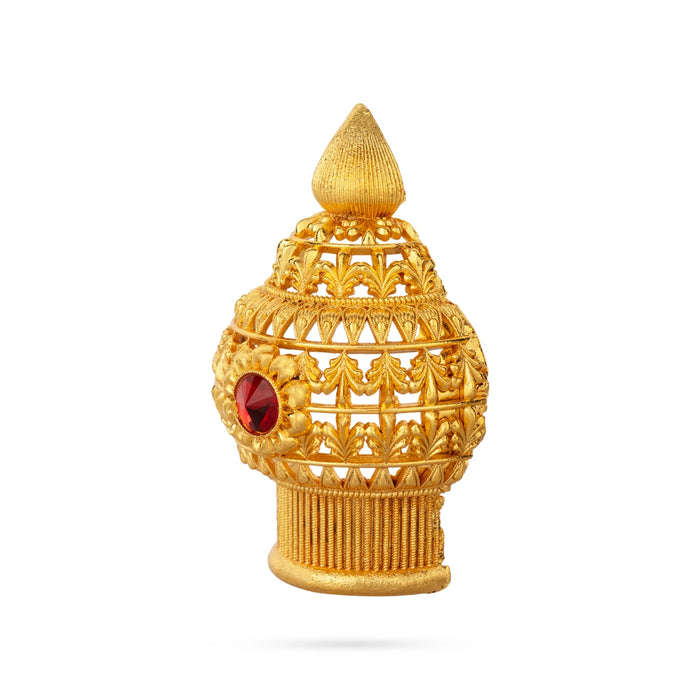 Half Vairamudi Crown - 3.25 x 2 Inches | Gold Polish & Single Stone Kireedam/ Kiridam/ Mukut for Deity - Head & Face Accessories