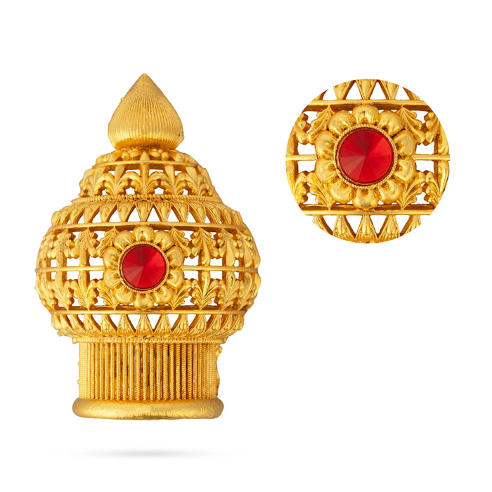Half Vairamudi Crown - 3.25 x 2 Inches | Gold Polish & Single Stone Kireedam/ Kiridam/ Mukut for Deity - Head & Face Accessories