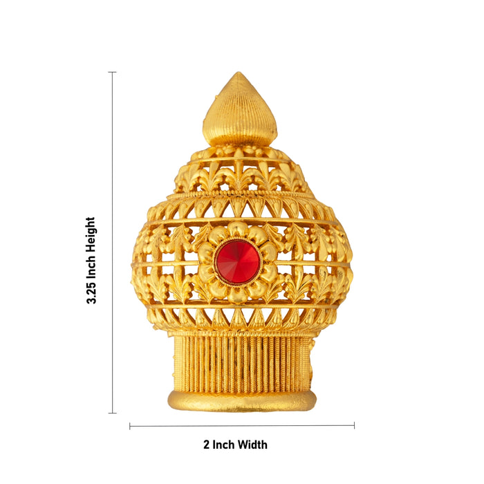 Half Vairamudi Crown - 3.25 x 2 Inches | Gold Polish & Single Stone Kireedam/ Kiridam/ Mukut for Deity - Head & Face Accessories