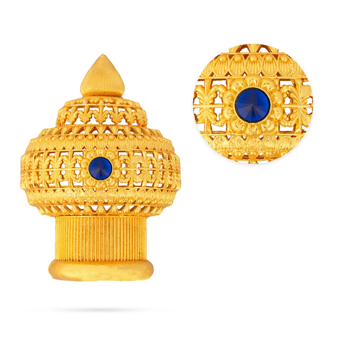 Half Vairamudi Crown - 4.5 x 3 Inches | Gold Polish & Single Stone Kireedam/ Kiridam/ Mukut for Deity - Head & Face Accessories