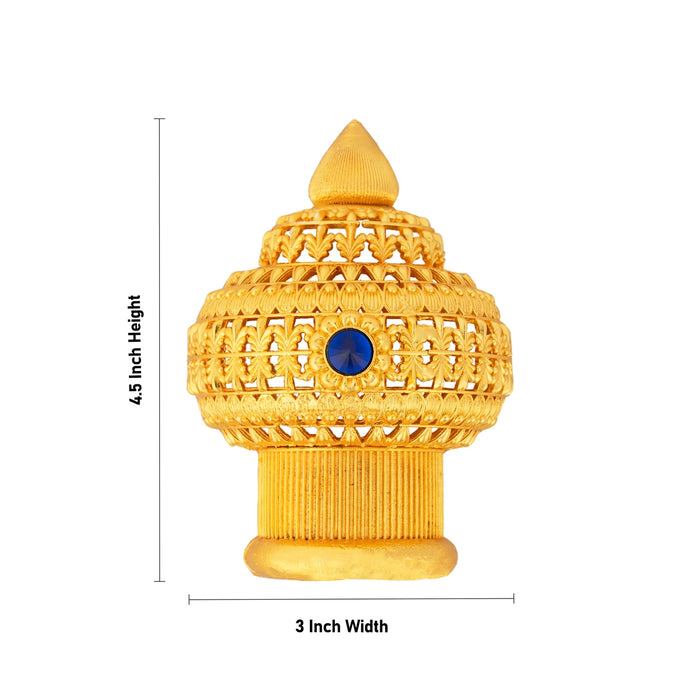 Half Vairamudi Crown - 4.5 x 3 Inches | Gold Polish & Single Stone Kireedam/ Kiridam/ Mukut for Deity - Head & Face Accessories