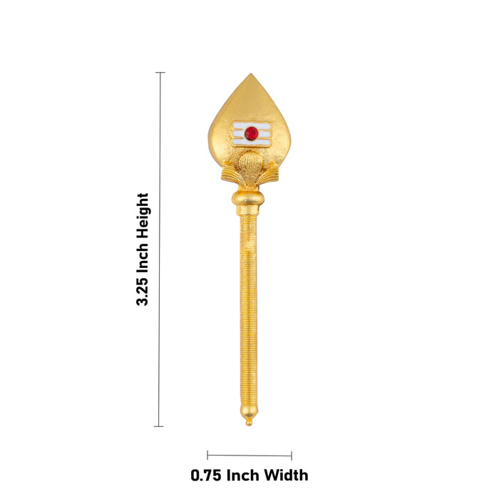Murugan Vel - 3.25 x 0.75 Inches | Gold Polish & Single Stone Astras/ Muruga Vel for Car & Deity Decor - Deity Accessories