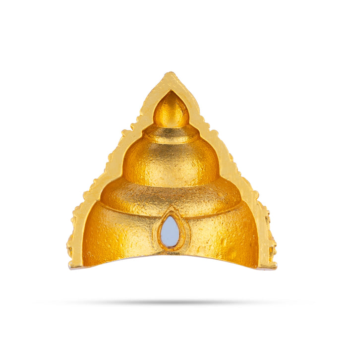 Half Crown - 1.25 x 1 Inches | Gold Polish & Single Stone Kireedam/ Kiridam/ Mukut for Deity - Head & Face Accessories