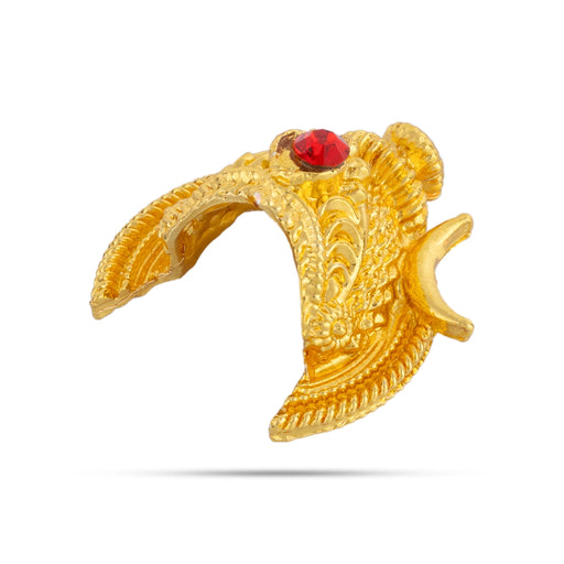 Half Crown - 1.25 x 1 Inches | Gold Polish & Single Stone Kireedam/ Kiridam/ Mukut for Deity - Head & Face Accessories