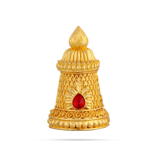 Half Stone Crown - 3 x 2.25 Inches | Gold Polish Single Stone Kireedam / Kiridam / Mukut For Deity Decor - Head & Face Accessories