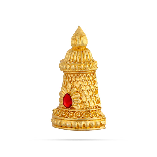 Half Stone Crown - 3 x 2.25 Inches | Gold Polish Single Stone Kireedam / Kiridam / Mukut For Deity Decor - Head & Face Accessories