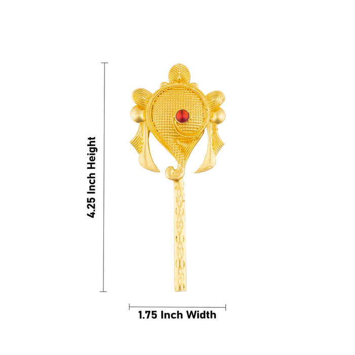 Vishnu Shankh Chakra Pair - 4.25 x 1.75 Inches | Gold Polish & Single Stone Shankha Chakra/ Chakra Shankh for Deity - Deity Accessories