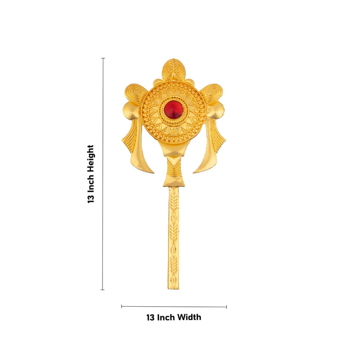 Vishnu Shankh Chakra Pair- 5.75 x 2.5 Inches | Gold Polish &Single Stone Shankha Chakra/Chakra Shankh for Deity - Deity Accessories