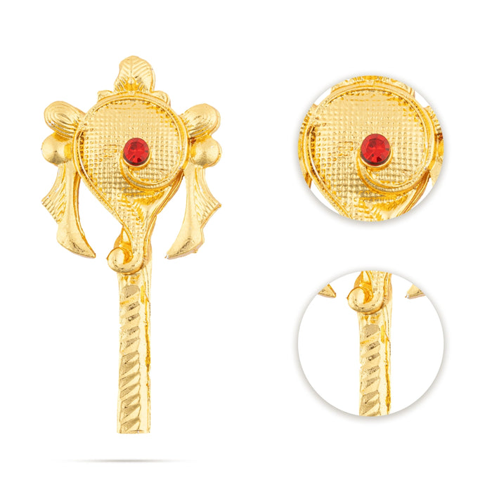 Vishnu Shankh Chakra Pair - 2 x 0.75 Inches | Gold Polish & Single Stone Shankha Chakra/ Chakra Shankh for Deity - Deity Accessories