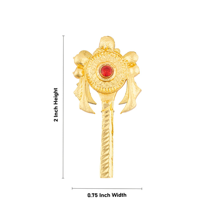 Vishnu Shankh Chakra Pair - 2 x 0.75 Inches | Gold Polish & Single Stone Shankha Chakra/ Chakra Shankh for Deity - Deity Accessories