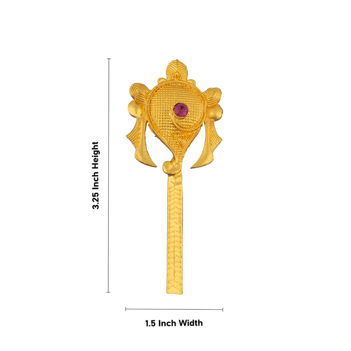 Vishnu Shankh Chakra Pair- 3.25 x 1.25 Inches | Gold Polish &Single Stone Shankha Chakra/Chakra Shankh for Deity - Deity Accessories