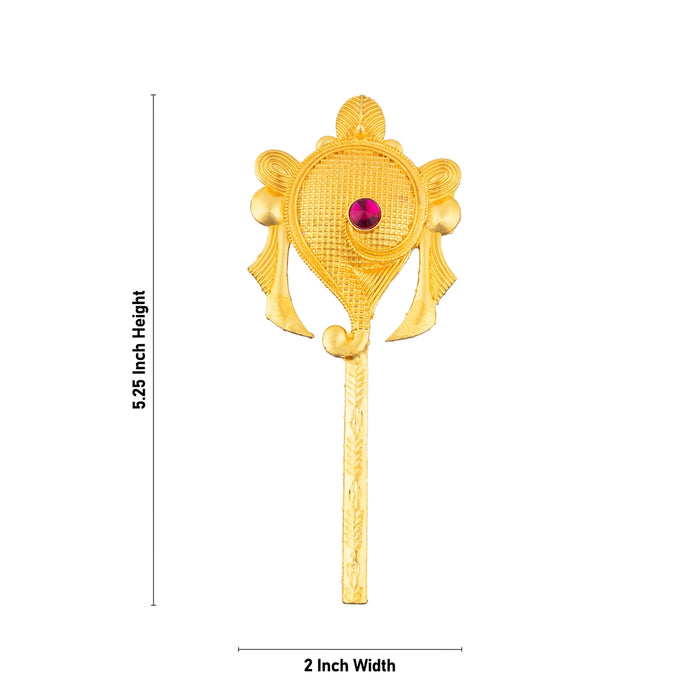 Vishnu Shankh Chakra Pair - 5.25 x 2 Inches | Gold Polish & Single Stone Shankha Chakra/ Chakra Shankh for Deity - Deity Accessories