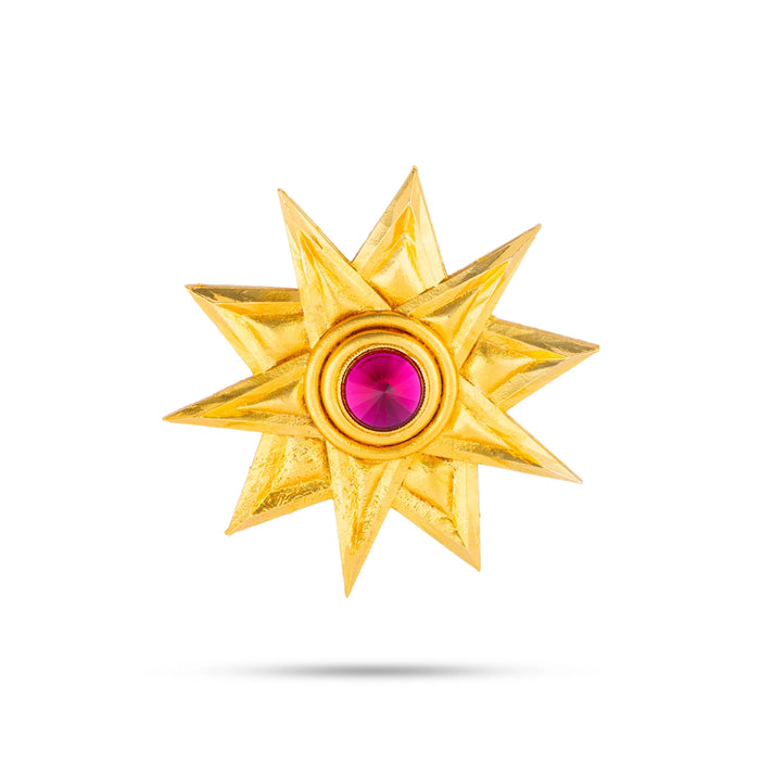 Sun And Moon Pair - 2.25 x 2 Inch | Hair Accessories/ Gold Polish & Single Stone Jewellery/ Sun Moon for Deity - Head & Face Accessories