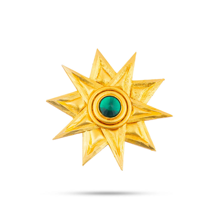 Sun And Moon Pair - 2.25 x 2 Inch | Hair Accessories/ Gold Polish & Single Stone Jewellery/ Sun Moon for Deity - Head & Face Accessories