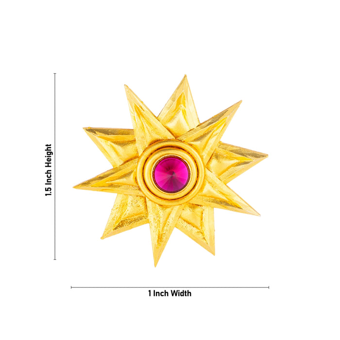 Sun And Moon Pair - 1.5 x 1 Inch | Hair Accessories/ Gold Polish & Single Stone Jewellery/ Sun Moon for Deity - Head & Face Accessories