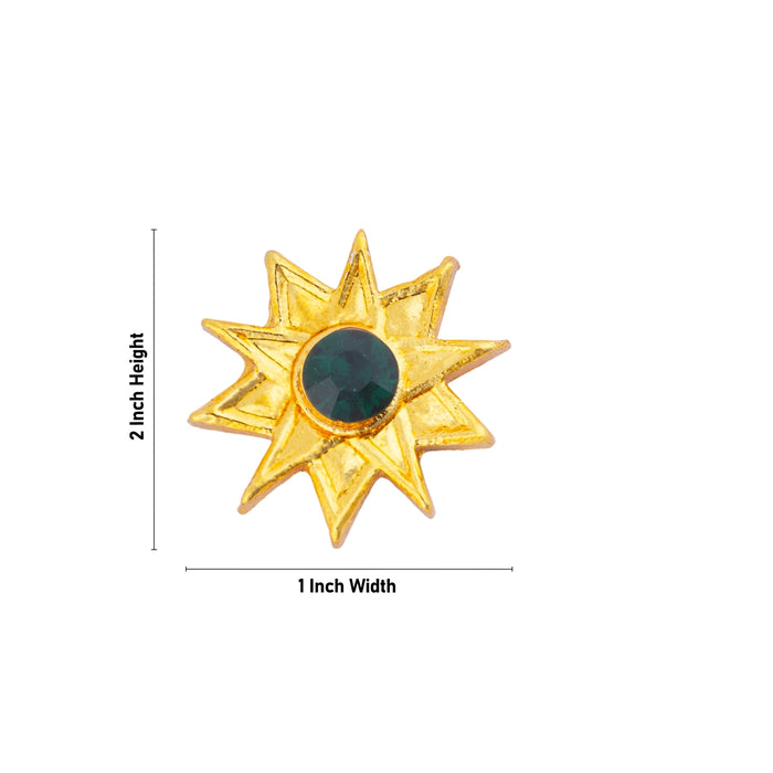 Sun And Moon Pair - 0.5 x 0.25 Inch | Hair Accessories/ Gold Polish & Single Stone Jewellery/ Sun Moon for Deity - Head & Face Accessories