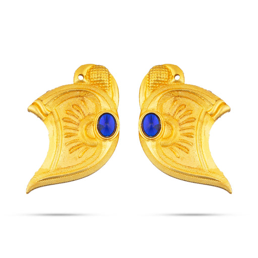 Gold Polish Earring Pair - 2 x 1 Inches | Single Stone Studs/ Karna Pathakam/ Ear Ring for Deity - Head & Face Accessories