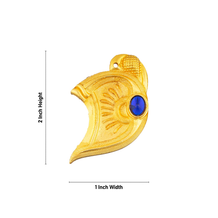 Gold Polish Earring Pair - 2 x 1 Inches | Single Stone Studs/ Karna Pathakam/ Ear Ring for Deity - Head & Face Accessories