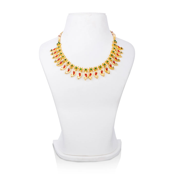 Kemp Necklace - 4 Inches | Artificial Jewelry/ Stone & Enamel Design Bharatanatyam Jewellery for Dance - Bharatanatyam Jewellery