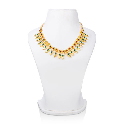 Kemp Necklace - 4 Inches | Artificial Jewelry/ Stone & Enamel Design Bharatanatyam Jewellery for Dance - Bharatanatyam Jewellery