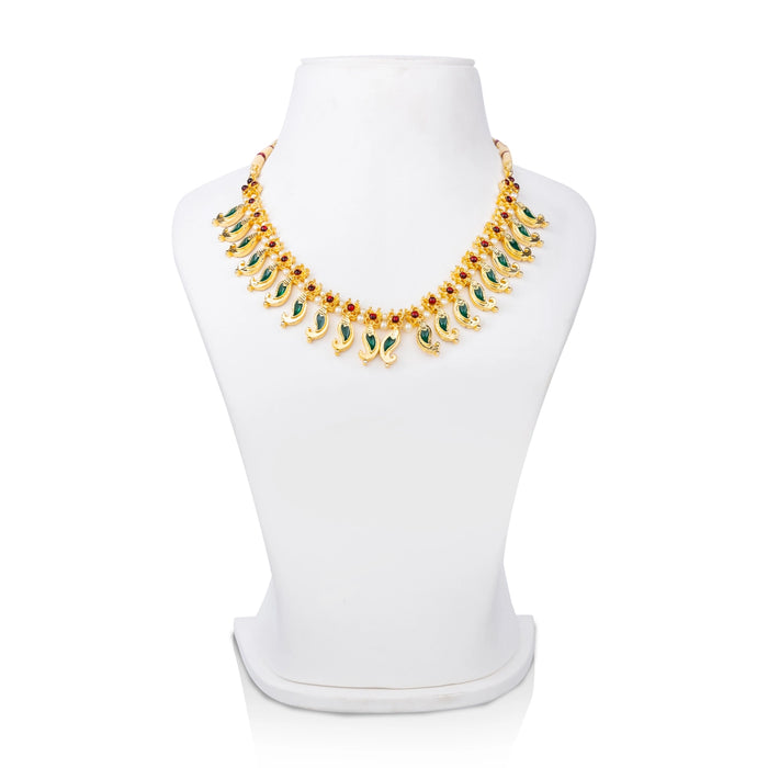 Kemp Necklace - 4 Inches | Artificial Jewelry/ Stone & Enamel Design Bharatanatyam Jewellery for Dance - Bharatanatyam Jewellery