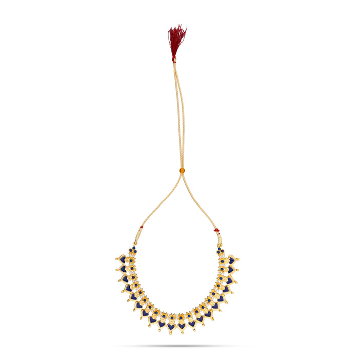 Kemp Necklace - 4 Inches | Artificial Jewelry/ Stone & Enamel Design Bharatanatyam Jewellery for Dance - Bharatanatyam Jewellery