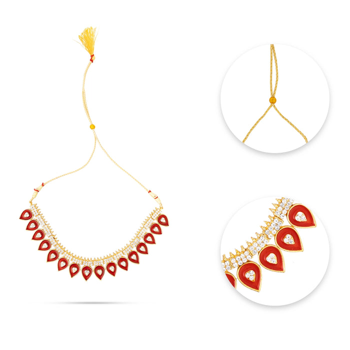 Kemp Necklace - 4.5 Inches | Artificial Jewelry/ Stone & Enamel Design Bharatanatyam Jewellery for Dance - Bharatanatyam Jewellery