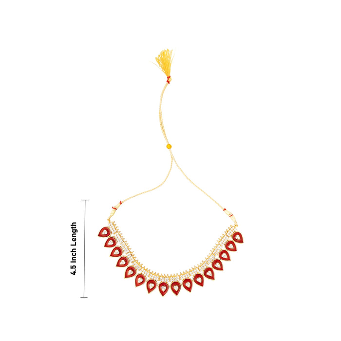 Kemp Necklace - 4.5 Inches | Artificial Jewelry/ Stone & Enamel Design Bharatanatyam Jewellery for Dance - Bharatanatyam Jewellery
