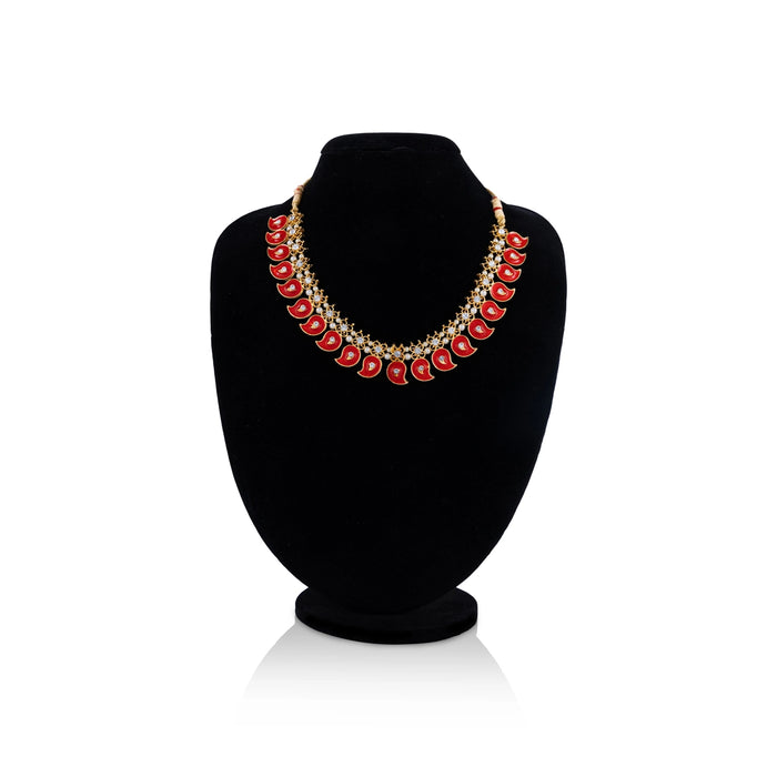 Kemp Necklace - 4.5 Inches | Artificial Jewelry/ Stone & Enamel Design Bharatanatyam Jewellery for Dance - Bharatanatyam Jewellery