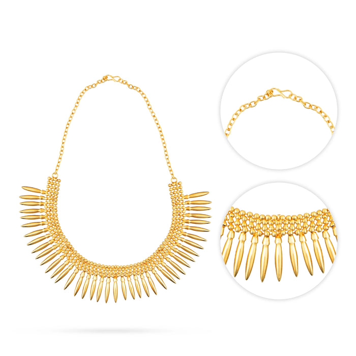 Necklace - 4 Inches | Gold Polish & Bead Design Jewellery/ Artificial Jewelry for Women - Ethnic Wear Accessories