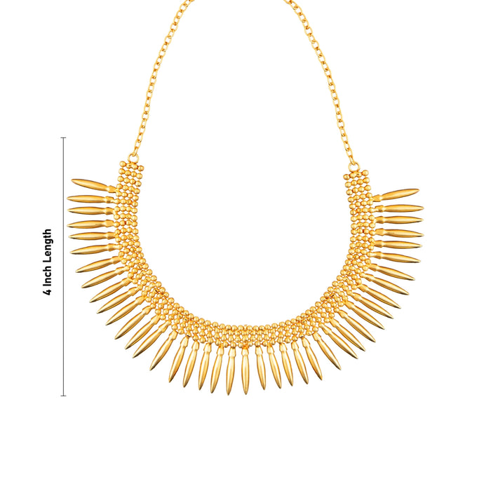 Necklace - 4 Inches | Gold Polish & Bead Design Jewellery/ Artificial Jewelry for Women - Ethnic Wear Accessories