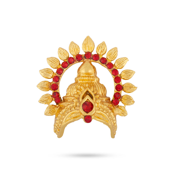 Half Crown With Arch - 2 x 1.75 Inches | Gold Polish Half Kiridam/ Stone Half Mukut/ Half Kireedam for Deity - Head & Face Accessories